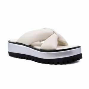 NEW ALL BLACK geisha women's platform sandals in ivory/silver